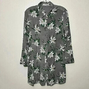 SOLITAIRE BY RAVI KHOSLA Floral Plaid Top | size large